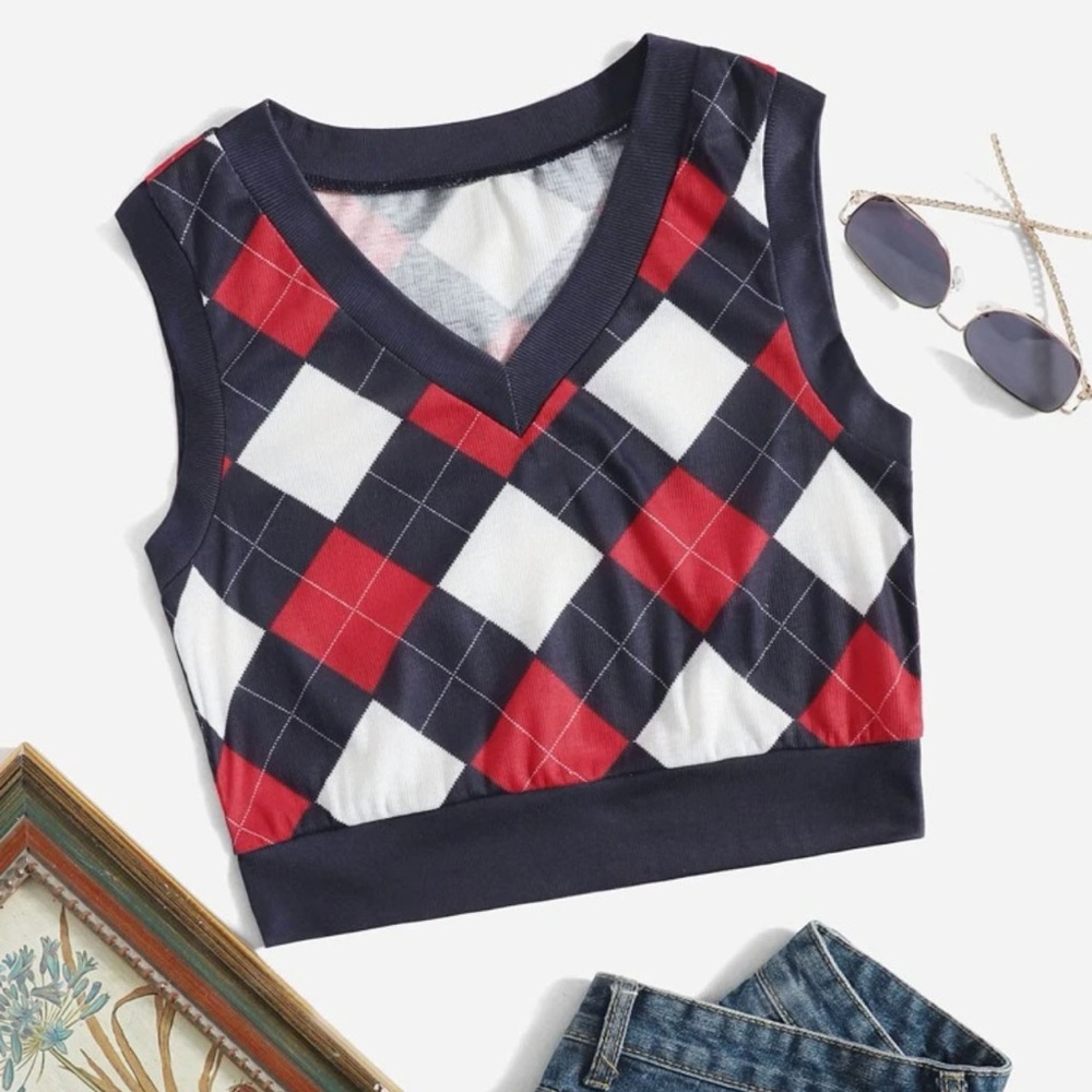 SHEIN NWOT Argyle Print Tank Top